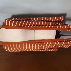 NEW W/O TAGS ZENANA OPEN FRONT CARDIGAN WITH POCKETS BROWN AND WHITE STRIPE 1X